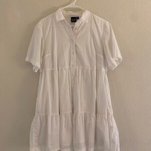 GAP Women's Crisp White Tiered Mini Dress